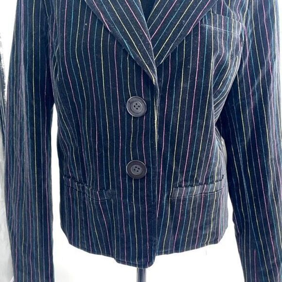CASLON women's multi color striped black VELVET  BLAZER JACKET size Large Petite - Picture 3 of 13
